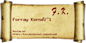 Forray Kornél névjegykártya