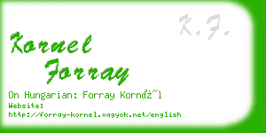 kornel forray business card